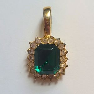 Vintage ROMA Green Rhinestone Pendant